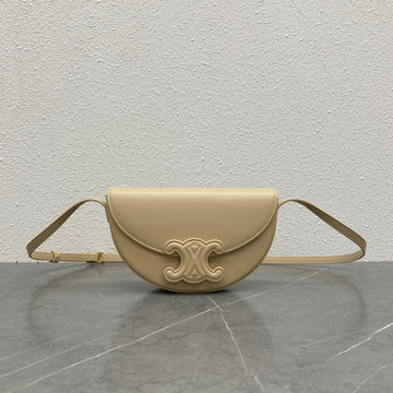 Celine Besace Cuir Bag Triomphe Beige Calfskin