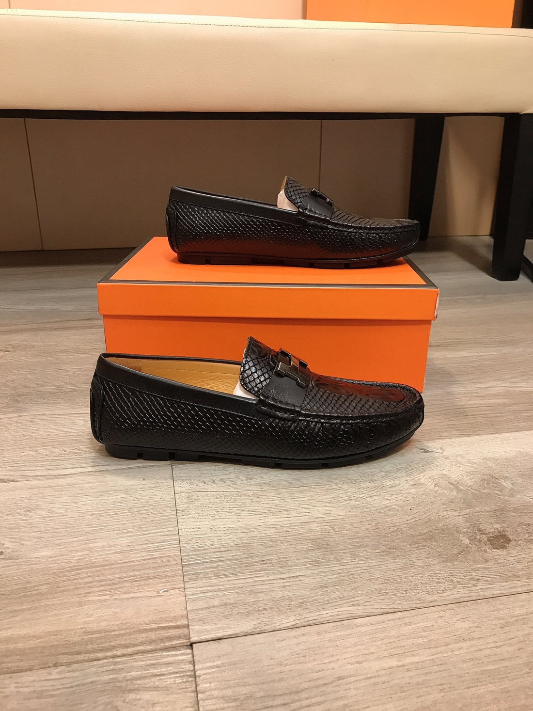 Hm Basic Loafer Black Grained Calfskin