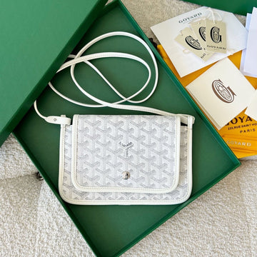 Plumet Pocket Wallet 20 In White Goyardine Canvas And Lambskin Trim