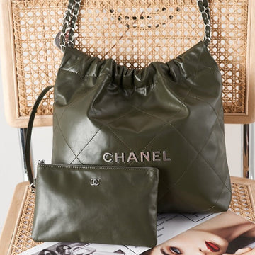 CC 22 Hobo Olive Calfskin Silver Hardware