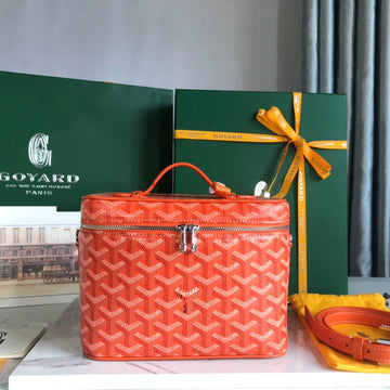 Muse Vanity Case 20 In Orange Goyardine Canvas