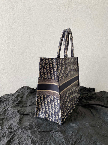 CD Large Book Tote 42CM Oblique Embroidery Calfskin