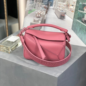 Loe Mini 18 Puzzle Bag In Crimson Satin Calfskin