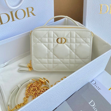 Caro 18 Camera Bag In White Calfskin