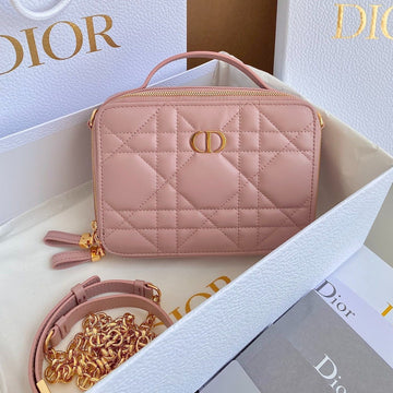 Caro 18 Camera Bag In Light Pink Calfskin