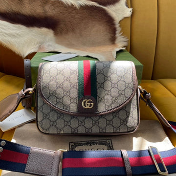 GG Ophidia Small 23 Bag In Beige And Ebony Supreme Canvas
