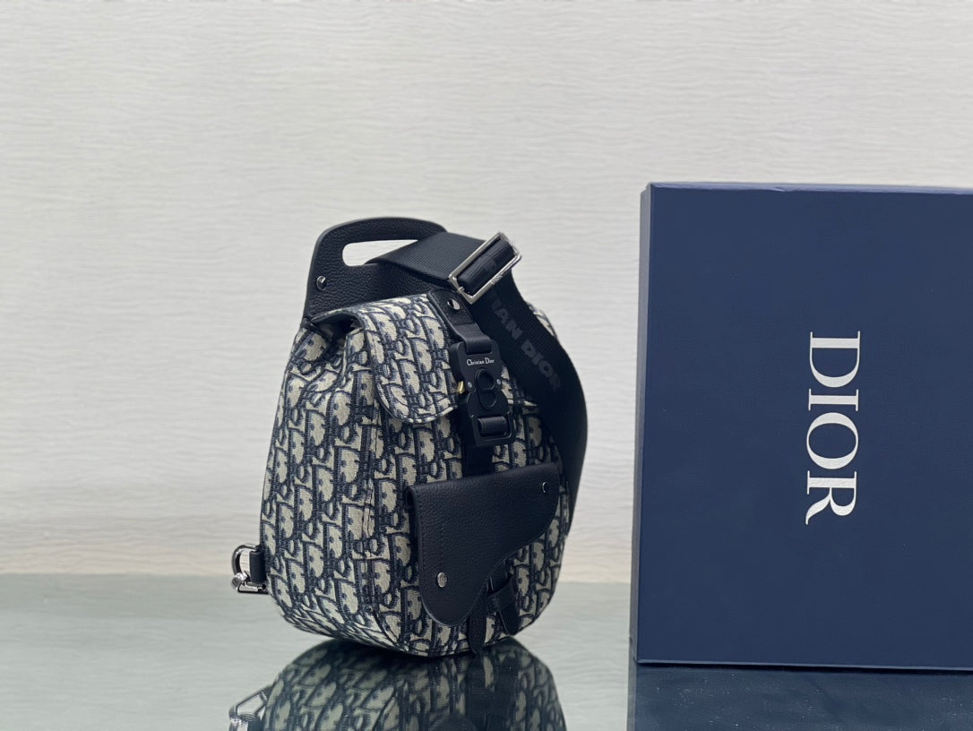 Gallop Sling Bag 27 In Beige Mix Black Oblique Jacquard And Calfskin