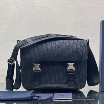 Medium 31 Bag With Strap In Black Oblique Jacquard And Calfskin