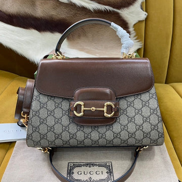 GG Horsebit 1955 Small 29 Bag Beige Canvas And Light Brown Calfskin
