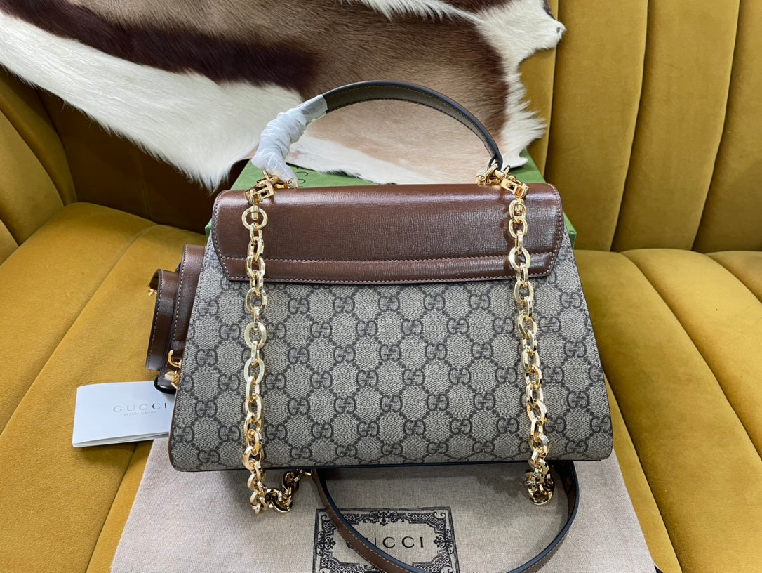 GG Horsebit 1955 Small 29 Bag Beige Canvas And Light Brown Calfskin