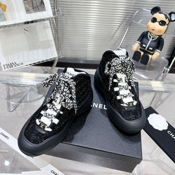 CC Cano Alto Sneaker In Black Tweed And Rubber