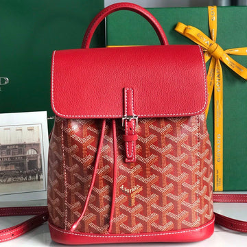 Alpin Mini Backpack 21 In Classic Red Lambskin And Goyardine Canvas