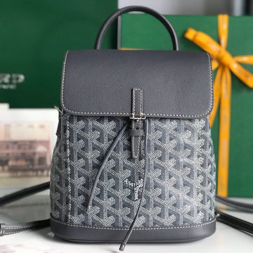 Alpin Mini Backpack 21 In Gray Lambskin And Goyardine Canvas