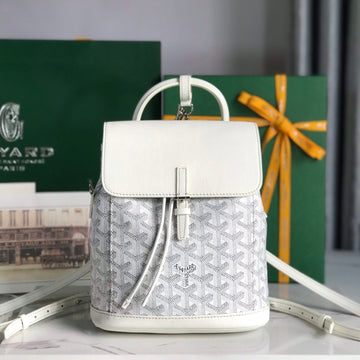 Alpin Mini Backpack 21 In White Lambskin And Goyardine Canvas