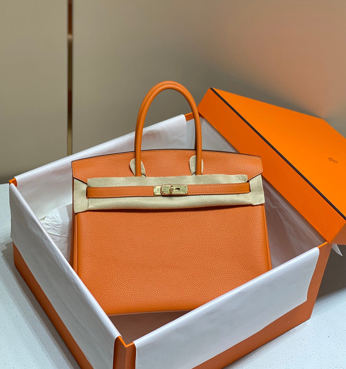 HM Birkin 35CM Orange Togo Leather Gold Hardware