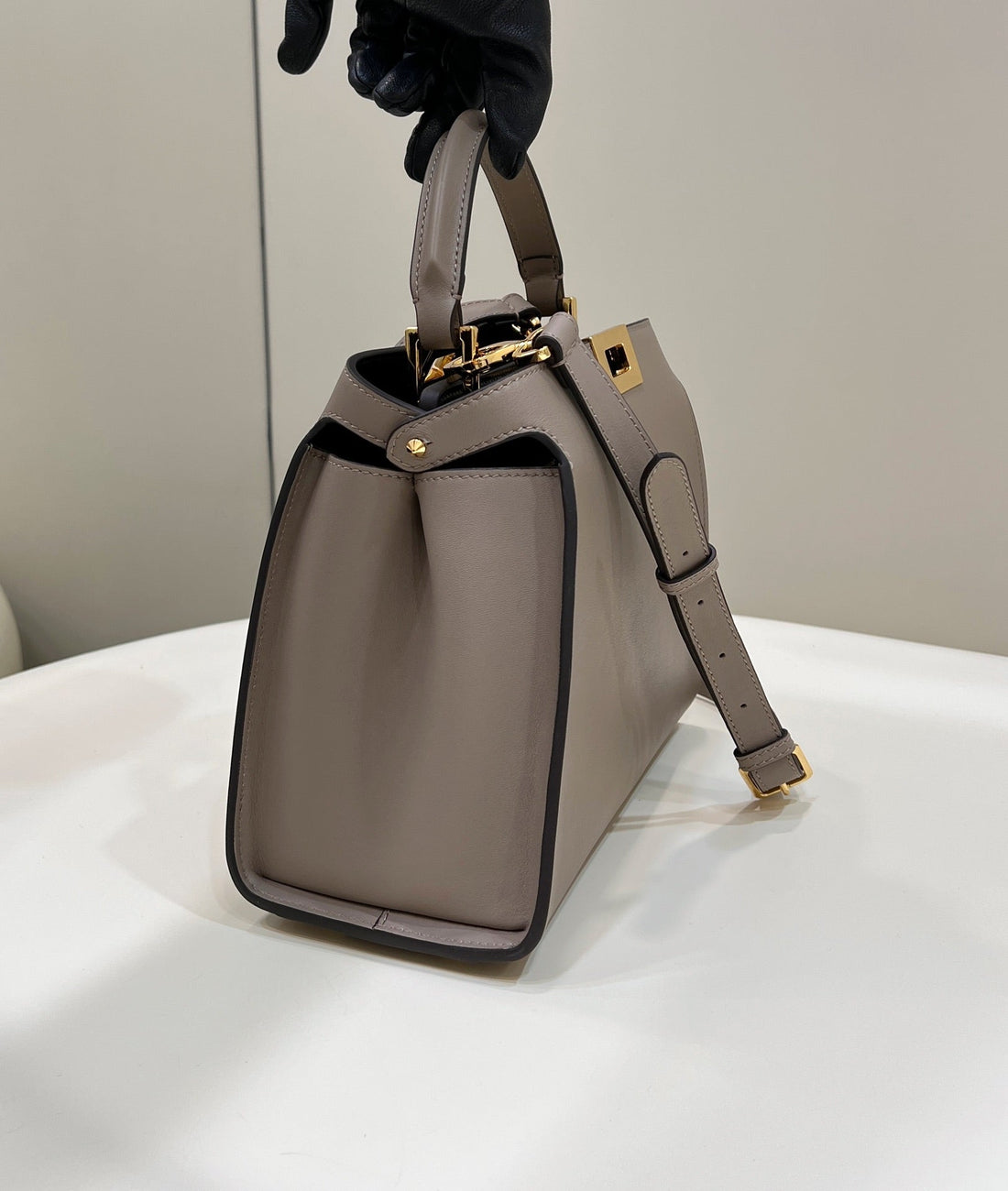 Fendi Peekaboo 27 In Camel Brown Calfskin With Gold Hardware