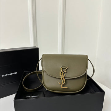 Sl Kaia Small Satchel In Green Smooth Leather