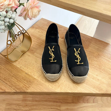 Sl Yves Logo Slip On Black Calfskin And Mesh