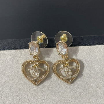 CC Strass Crystal Heart Drop Light Gold Earrings