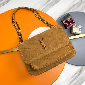Niki Baby Shoulder Bag 28CM Brown Suede 285493