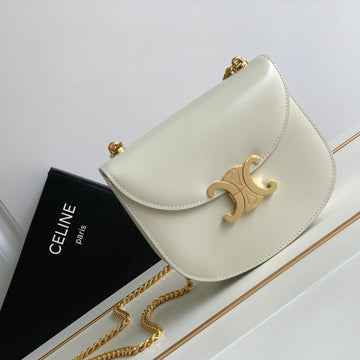 Teen Besace Triomphe 18.5 White Calfskin With Chain