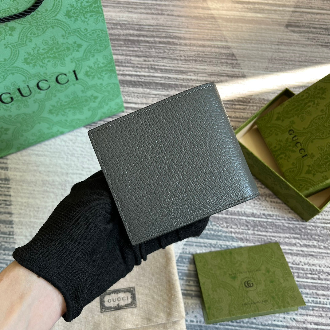 GG Marmont 11 Bifold Wallet In Penter Grey Calfskin