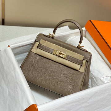 HM Mini Kelly 20CM Elephant Gray Togo Leather Gold Hardware