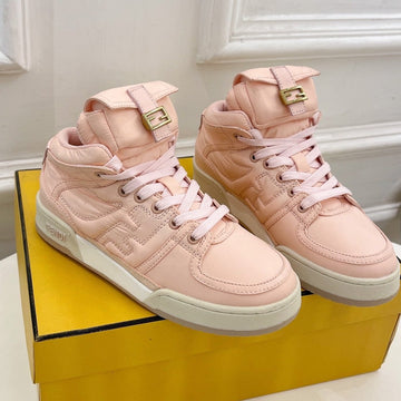 Fendi Logo Sock Sneaker Boots In Light Pink Lambskin