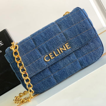 Denim Leather 24 Chain Shouder Bag