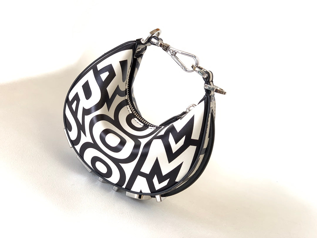 Fendigraphy Mini 16 In White Mix Black Smooth Calfskin Silver Hardware