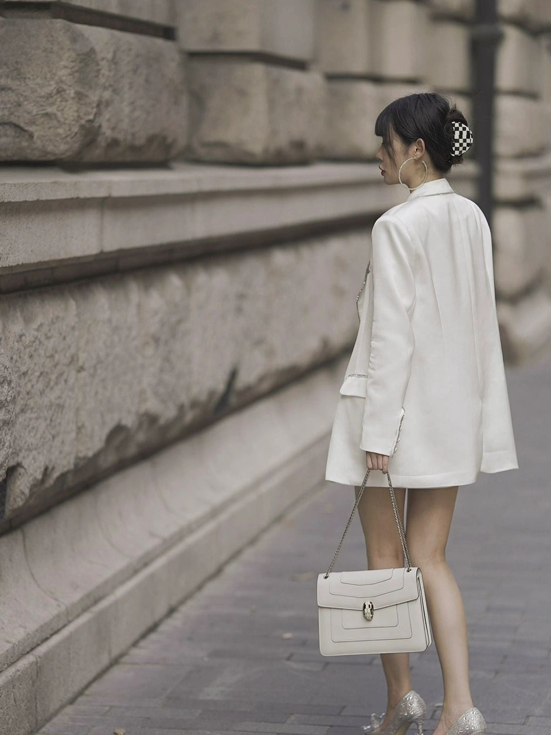 Bvl Serpenti Forever Shoulder Bag 28CM White Calfskin Ghw 188632