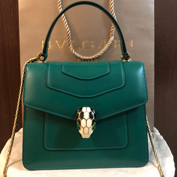 Bvl Serpenti Forever Medium Top Handle Bag 20CM Emerald Green Calfskin Ghw 188639