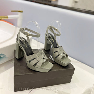 Sl Tribute Flatform Sandals Glossy Sage Calfskin