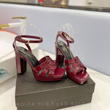 Sl Tribute Flatform Sandals Glossy Berry Calfskin