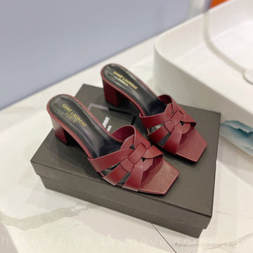 Sl Tribute Mules Berry Calfskin
