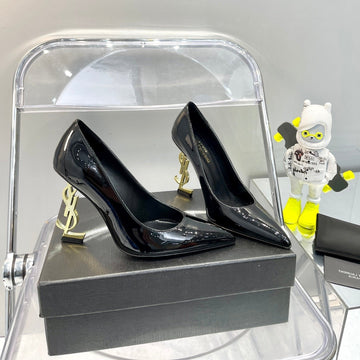 Sl Opyum Basic High Heel Black Calfskin-Gold Heel