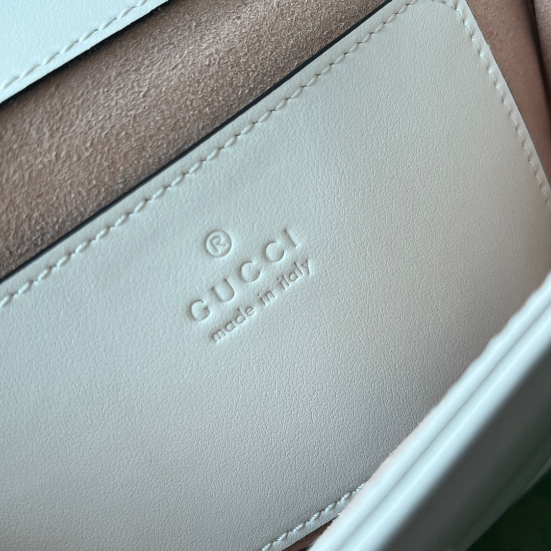 GG Marmont Mini 18CM White Calfskin Gold Hardware