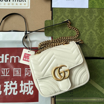 GG Marmont Mini 18CM White Calfskin Gold Hardware