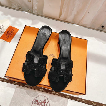 Oasis Sandals Lambskin Attach Crystal-Black