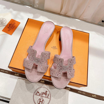 Oasis Sandals Pastel Pink Lambskin Attach Crystal