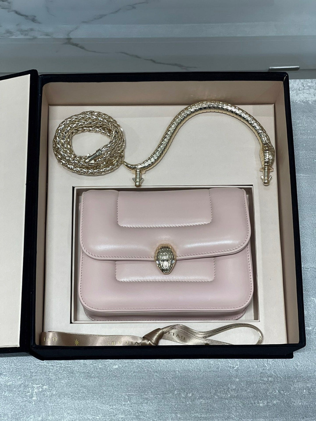 Bvl Serpenti Mary Katrantzou Top Handle 19CM Pale Mauve Lambskin Ghw 188684