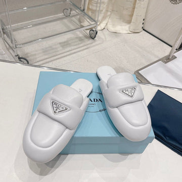 Pra Soft Padded Nappa Shearling Mules White Lambskin
