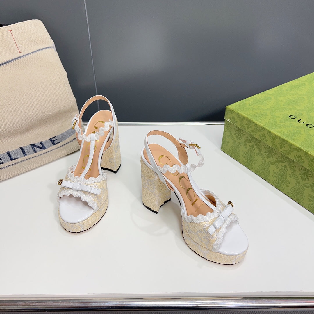 GG 105 High Heel Sandal White Straw