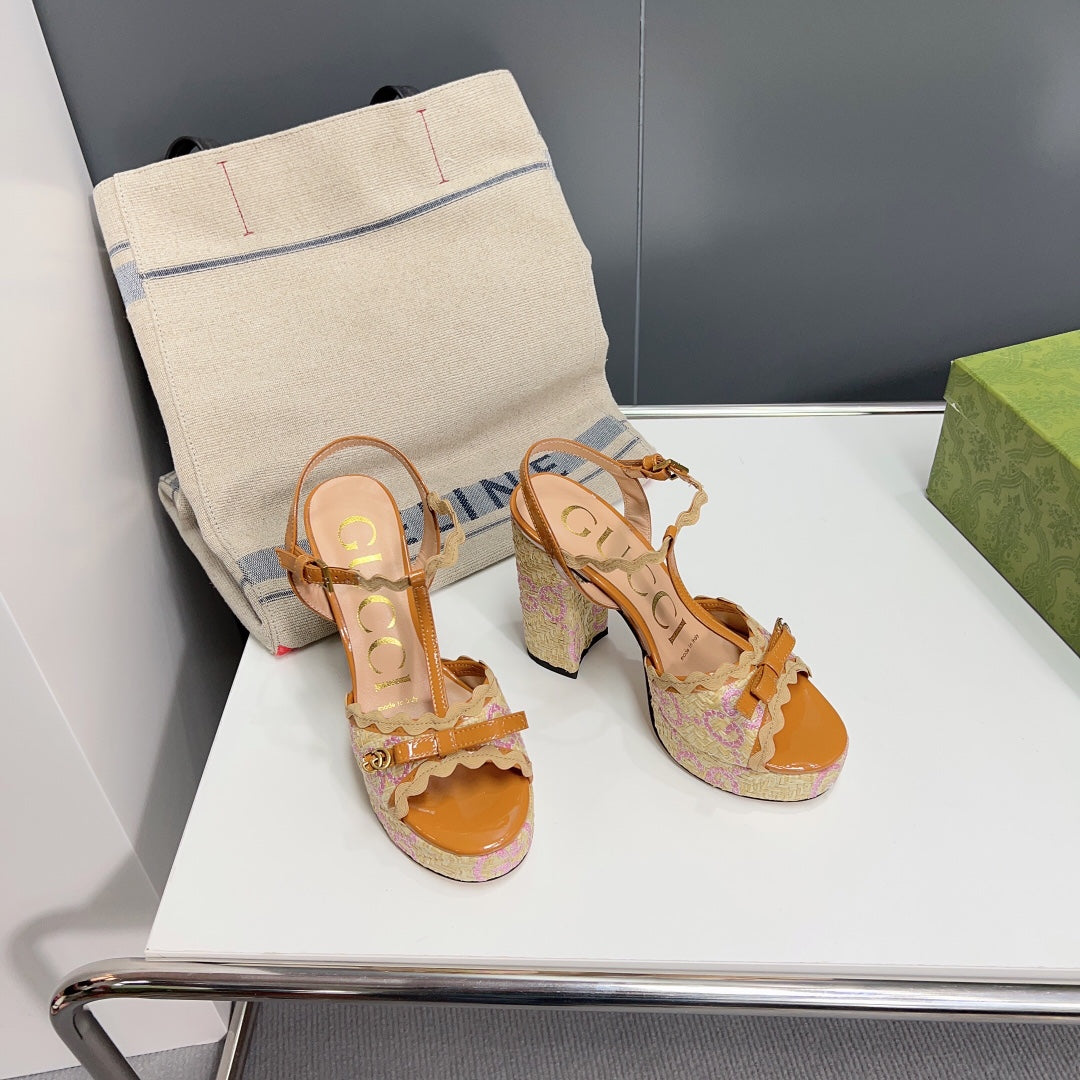 GG 105 High Heel Sandal Amber Straw