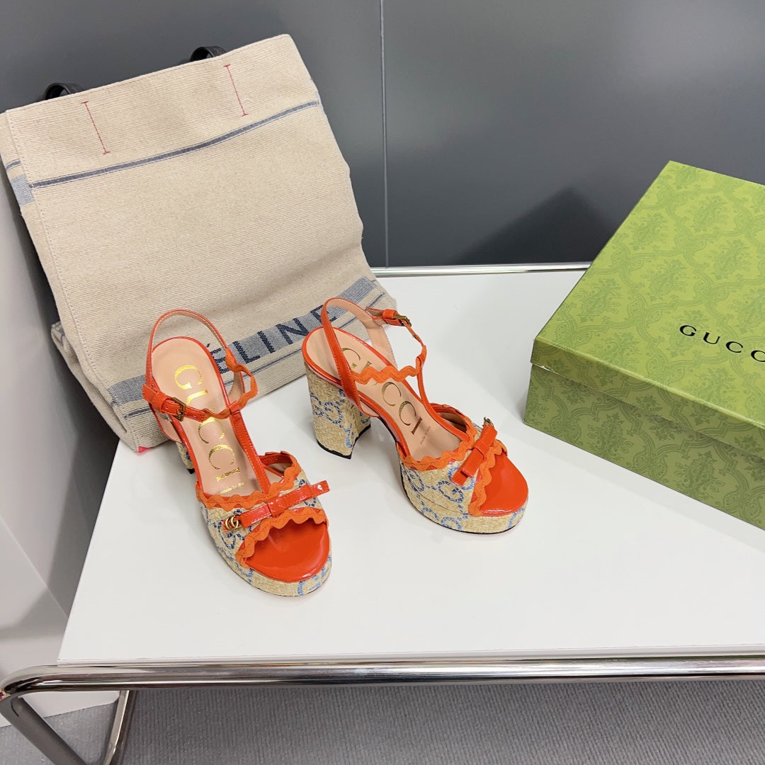 GG 105 High Heel Sandal Orange Straw