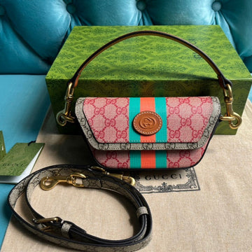 GG Mini 13 Handbag In Light Pink And Beige Canvas