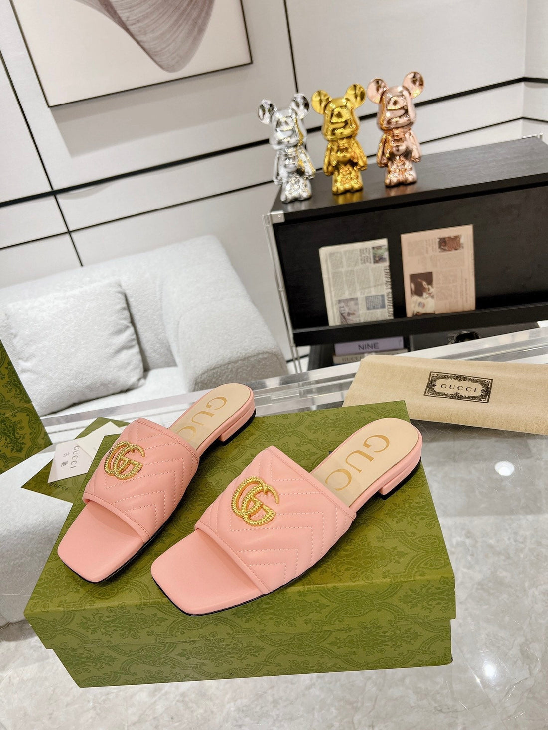 GG Exclusive Slide Sandal Light Pink Calfskin