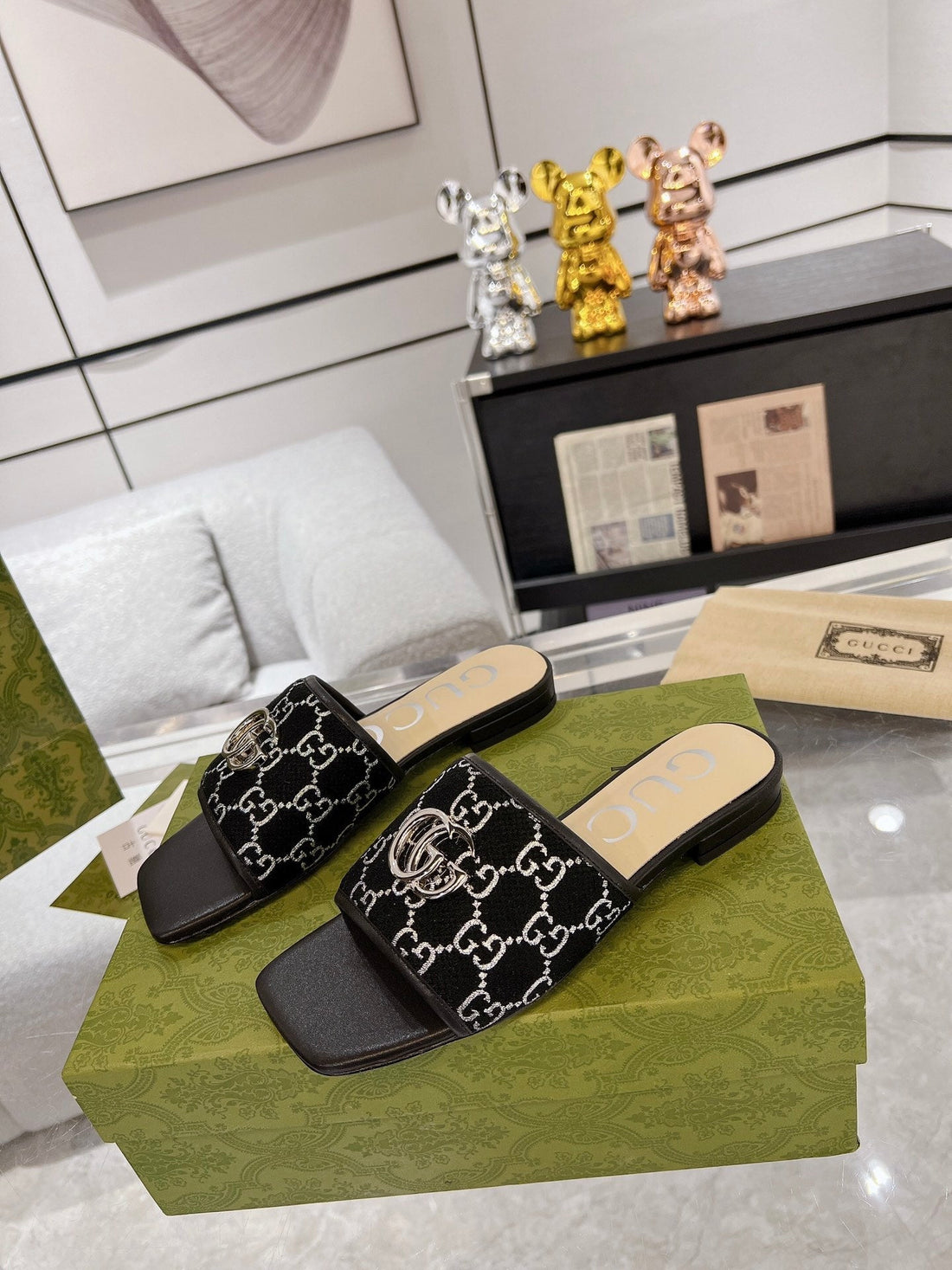 GG Exclusive Slide Sandal Black Fabric