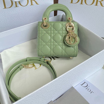 Micro Lady 12 Bag In Light Green Lambskin