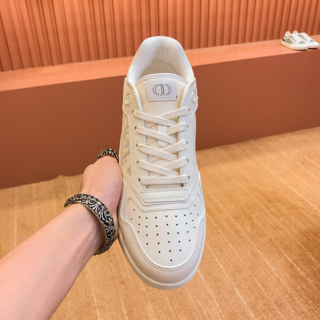 CD B27 Low-Top Sneaker White Mesh Calfskin